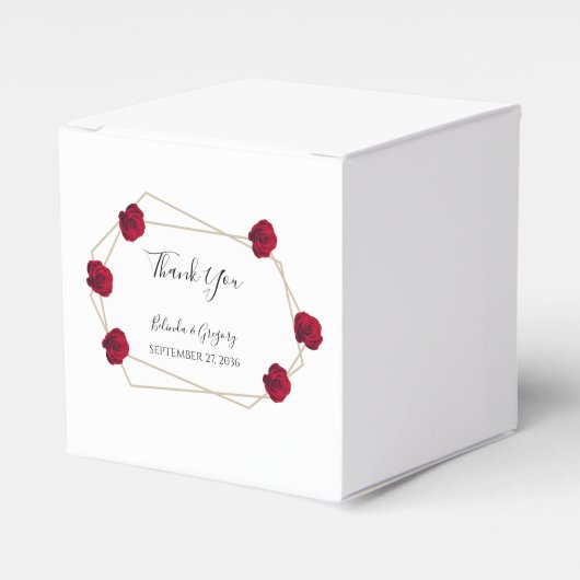 幾何エレガント色レッドロ結婚ーズ フェイバーボックス (正面サイド)