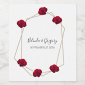 幾何エレガント色レッドロ結婚ーズ ワインラベル (シングルラベル)