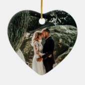 幾何エレガント赤面フローラ初めてのクリスマス セラミックオーナメント (裏面)