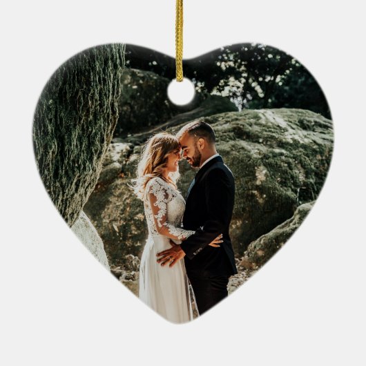 幾何エレガント赤面フローラ初めてのクリスマス セラミックオーナメント (裏面)