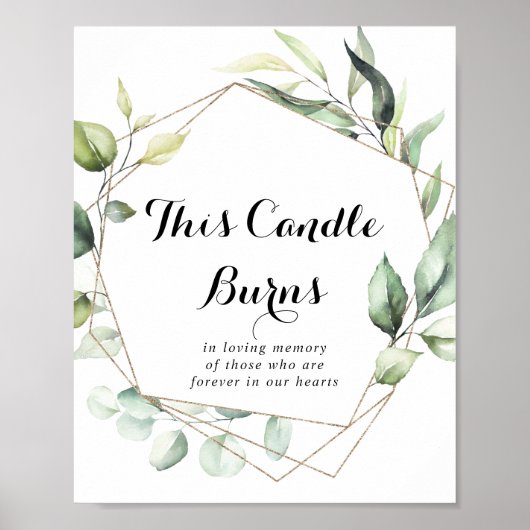 幾何エレガント金ゴールドこのロウソクが燃える看板 ポスター (正面)