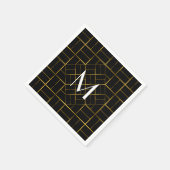 幾何エレガント金ゴールドアールデコパターンモノグラム スタンダードカクテルナプキン (角)