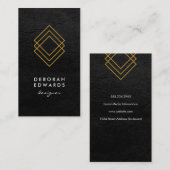 幾何エレガント金ゴールドスクウェアフェイクレザー 名刺 (正面/裏面)