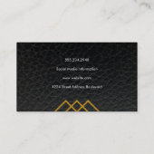 幾何エレガント金ゴールド線シンプル革 名刺 (裏面)