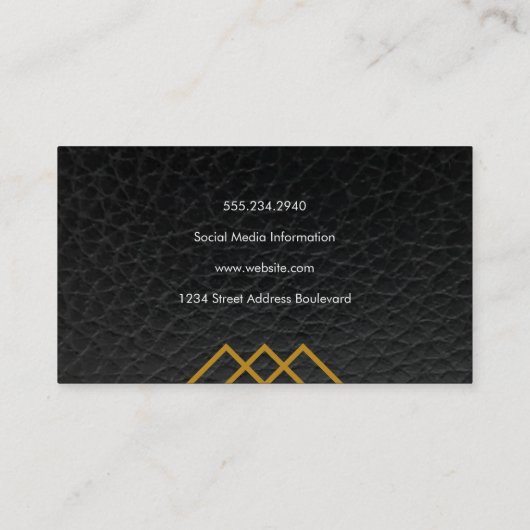 幾何エレガント金ゴールド線シンプル革 名刺 (裏面)