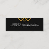 幾何エレガント金ゴールド線白黒 スキニー名刺 (裏面)