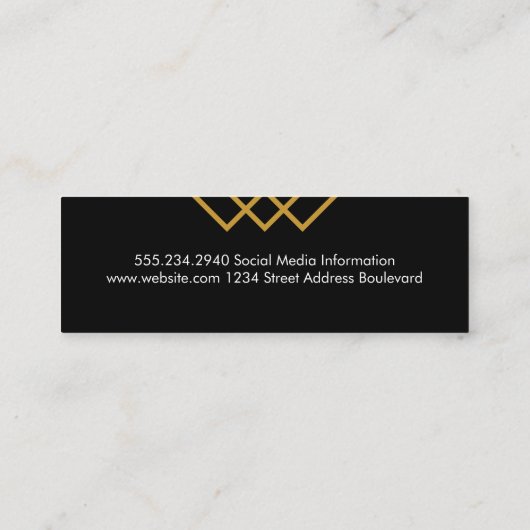 幾何エレガント金ゴールド線白黒 スキニー名刺 (裏面)