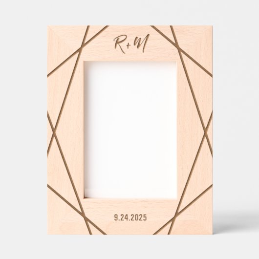 幾何エレガント | モノグラムと日付 レーザー彫刻フレーム (正面)