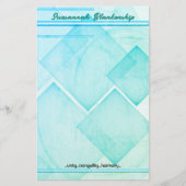 幾何カスタムティール(緑がかった色)抽象芸術の背景 便箋 (正面)