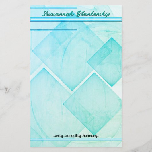 幾何カスタムティール(緑がかった色)抽象芸術の背景 便箋 (正面)