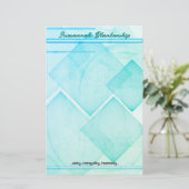 幾何カスタムティール(緑がかった色)抽象芸術の背景 便箋 (スタンド正面)