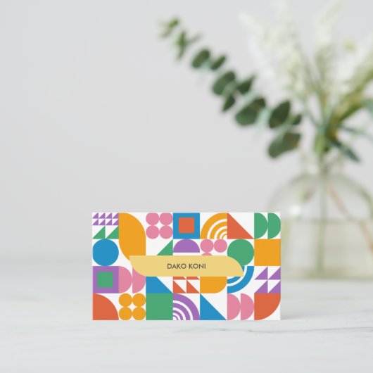 幾何カラフルの 名刺 (スタンド正面)