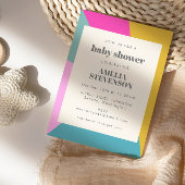 幾何カラフルはっきりした式ベビッユニークグシャワー 招待状