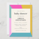 幾何カラフルはっきりした式ベビッユニークグシャワー 招待状 (正面)