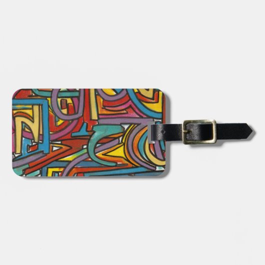 幾何カラフルはっきりした抽象芸術モダン芸術 ラゲッジタグ (正面横)