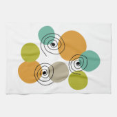 幾何カラフルらせん状中世紀モダン キッチンタオル (横)