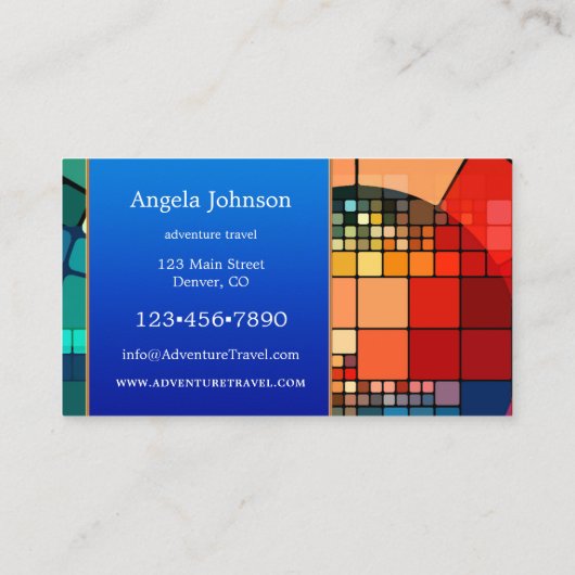 幾何カラフルカスタム型フォト名刺 名刺 (裏面)