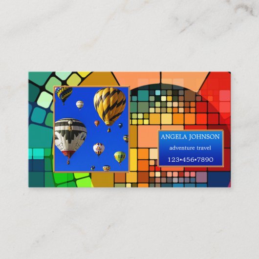 幾何カラフルカスタム型フォト名刺 名刺 (正面)
