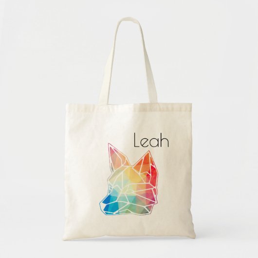 幾何カラフルキツネ顔 トートバッグ (正面)