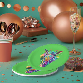 幾何カラフルキリン頭 ペーパープレート