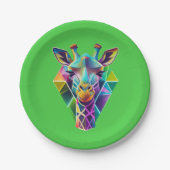 幾何カラフルキリン頭 ペーパープレート (正面)