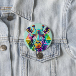 幾何カラフルキリン頭 缶バッジ