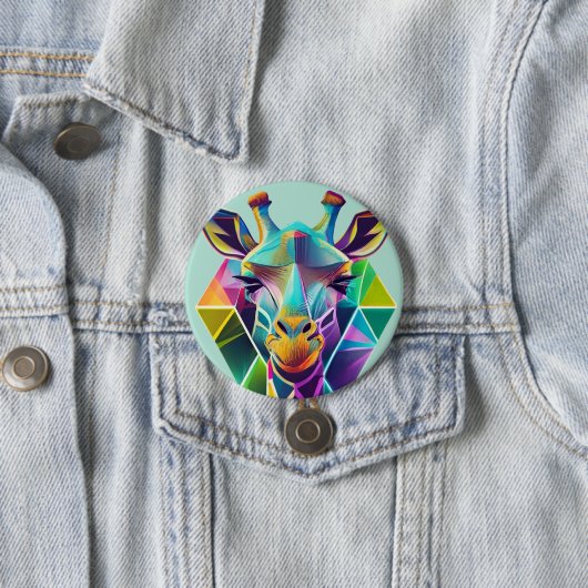 幾何カラフルキリン頭 缶バッジ (インサイチュ)