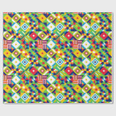 幾何カラフルキルトすべての行事ギフト ラッピングペーパー (フラット)