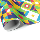 幾何カラフルキルトすべての行事ギフト ラッピングペーパー (ロールコーナー)