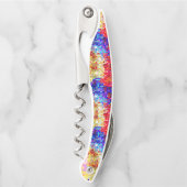 幾何カラフルディスコグリッター背景 ソムリエナイフ (正面)