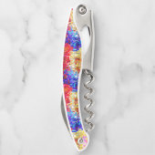 幾何カラフルディスコグリッター背景 ソムリエナイフ (裏面)