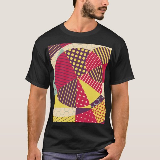 幾何カラフルデザイン抽象芸術 Tシャツ (正面)