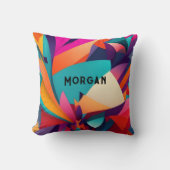 幾何カラフルデザイン、名前またはモノグラム クッション (正面)