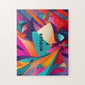 幾何カラフルデザイン、名前またはモノグラム ジグソーパズル (縦)