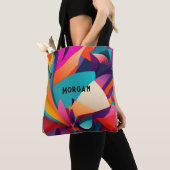 幾何カラフルデザイン、名前またはモノグラム トートバッグ (クローズアップ)
