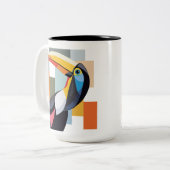 幾何カラフルトカン鳥 ツートーンマグカップ (正面左)