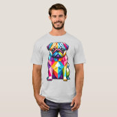 幾何カラフルパグ犬 Tシャツ (正面フル)