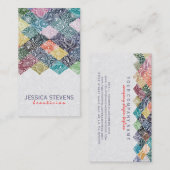 幾何カラフルパターンと白ペイズリー過度 名刺 (正面/裏面)