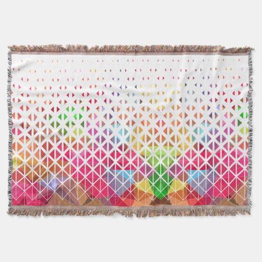 幾何カラフルパターンの スローブランケット (正面)