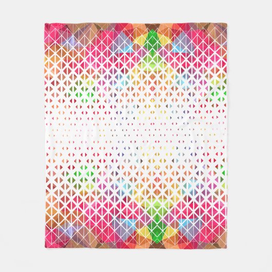 幾何カラフルパターンの フリースブランケット (正面)
