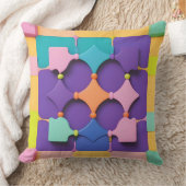 幾何カラフルパターンデザイン鮮やか形状 クッション (ブランケット)