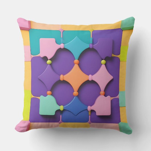 幾何カラフルパターンデザイン鮮やか形状 クッション (正面)