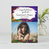 幾何カラフルパターン卒業写真パーティー 招待状 (スタンド正面)