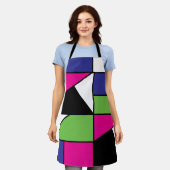 幾何カラフルパターン エプロン (着用した状態)
