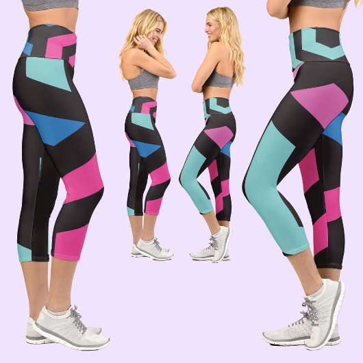 幾何カラフルパターン カプリレギンス