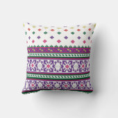 幾何カラフルフォークアートデザイン（花あり） クッション (裏面)