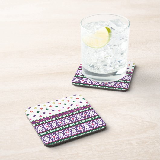 幾何カラフルフォークアートデザイン(花あり) コースター (右側)