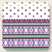 幾何カラフルフォークアートデザイン(花あり) コースター (正面)