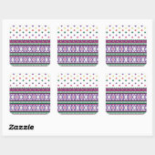 幾何カラフルフォークアートデザイン（花あり） スクエアシール (シート)