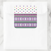 幾何カラフルフォークアートデザイン（花あり） スクエアシール (バッグ)